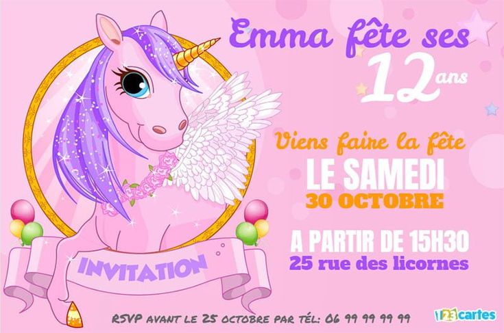 Invitation Anniversaire Pink Licorne Gratuite À concernant Carte D Anniversaire Imprimer 