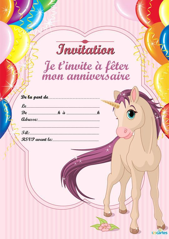 Invitation Cheval Unicorne À Imprimer. Cette Invitat à Carte D Anniversaire À Imprimer Gratuite 
