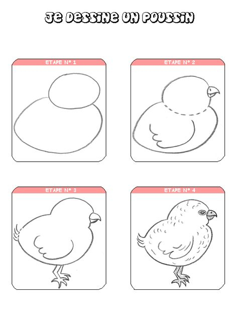 Je Dessine Un Poussin  Dessin, Facile À Dessiner, Poussins destiné Dessiner Un Poussin 