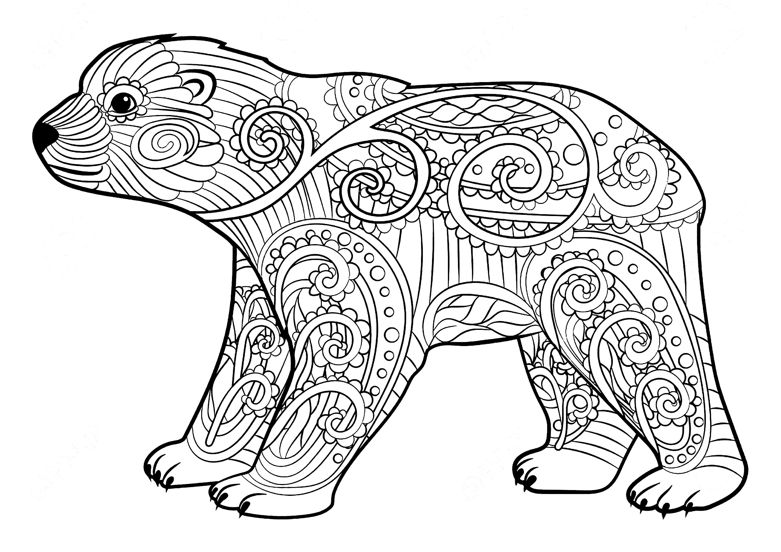 Jeune Ours - Ours - Coloriages Difficiles Pour Adultes concernant Coloriage À Imprimer D Animaux 