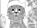 Joli Chat Et Son Chapeau De Père Noël - Noël - Coloriages tout Dessin De Noel A Colorier Gratuit