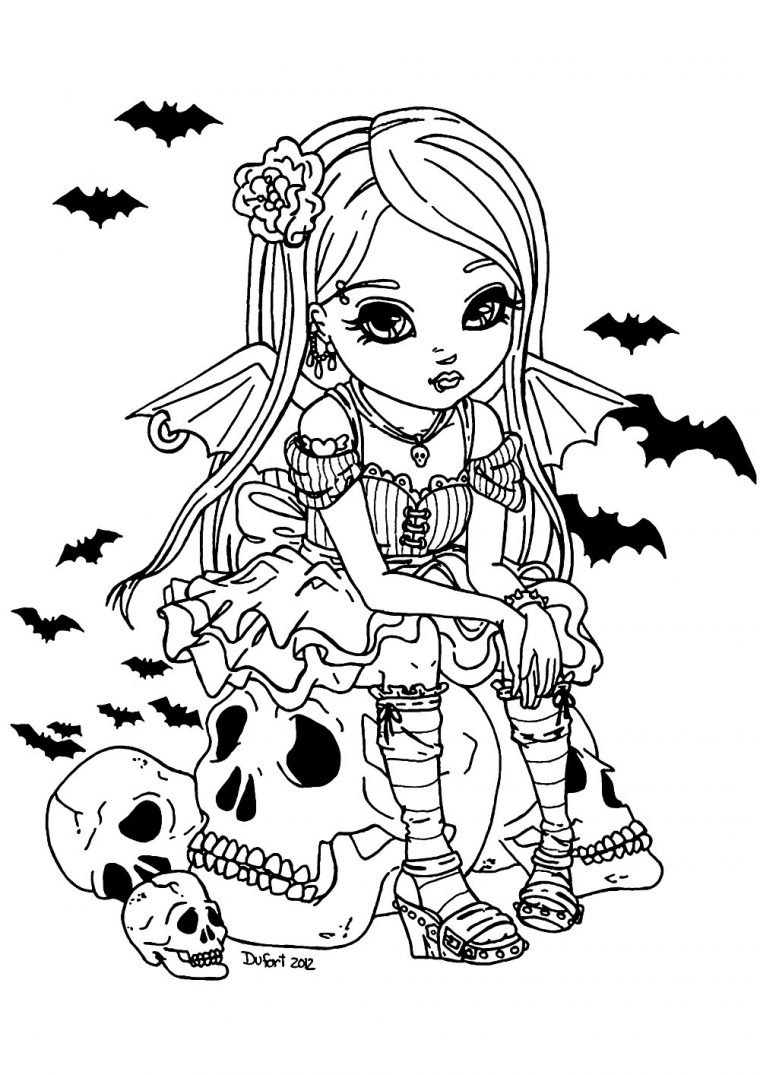 Jolie Fille Vampire – Halloween – Coloriages Difficiles serapportantà Coloriage Pour Halloween