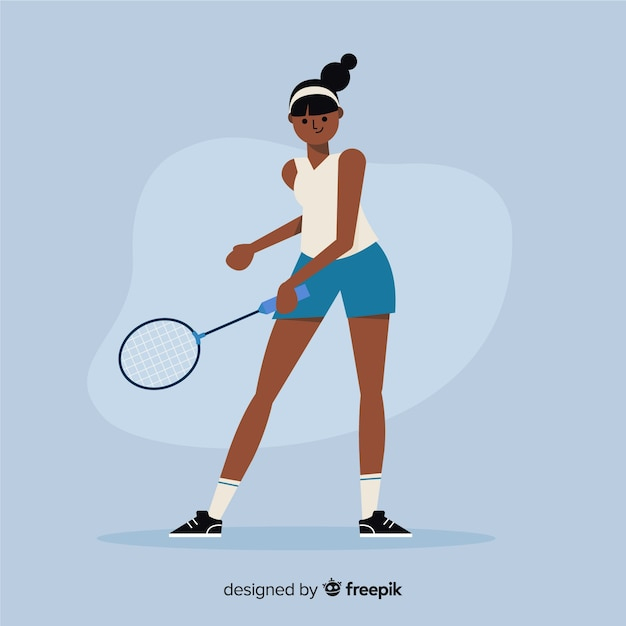 Joueur De Badminton Avec Raquette Et Plume  Vecteur Gratuite tout Dessin De Badminton 