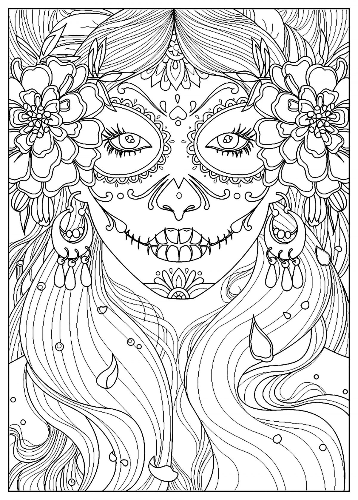 Jour Des Morts - El Dia De Los Muertos - Coloriages encequiconcerne Coloriages Adultes Gratuits