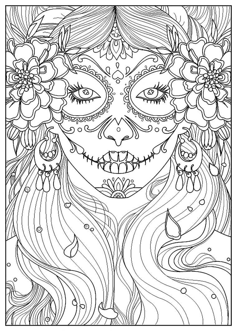 Jour Des Morts – El Dia De Los Muertos – Coloriages encequiconcerne Coloriages Adultes Gratuits