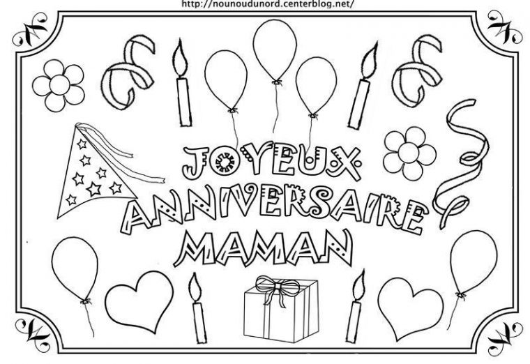 Joyeux Anniversaire Maman En Couleur Pour Gommettes à Coloriage De Joyeux Anniversaire