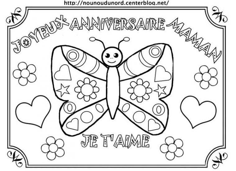 Joyeux Anniversaire Maman En Couleur Pour Gommettes concernant Coloriage De Joyeux Anniversaire