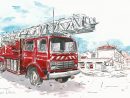 Juillet 2013 - La Caserne Des Pompiers  Aquarelles Et destiné Dessin D Un Camion De Pompier