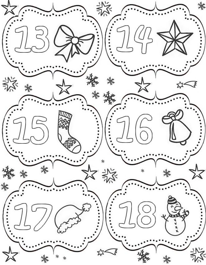 Kleuren Voor Volwassenen Advent Kalender : Van 13 Tot 18 destiné Coloriage Calendrier De L Avent 