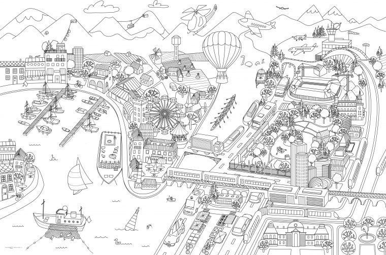 La Ville Coloriage Géant 120X80Cm K754903 – Llt pour Coloriage Ville