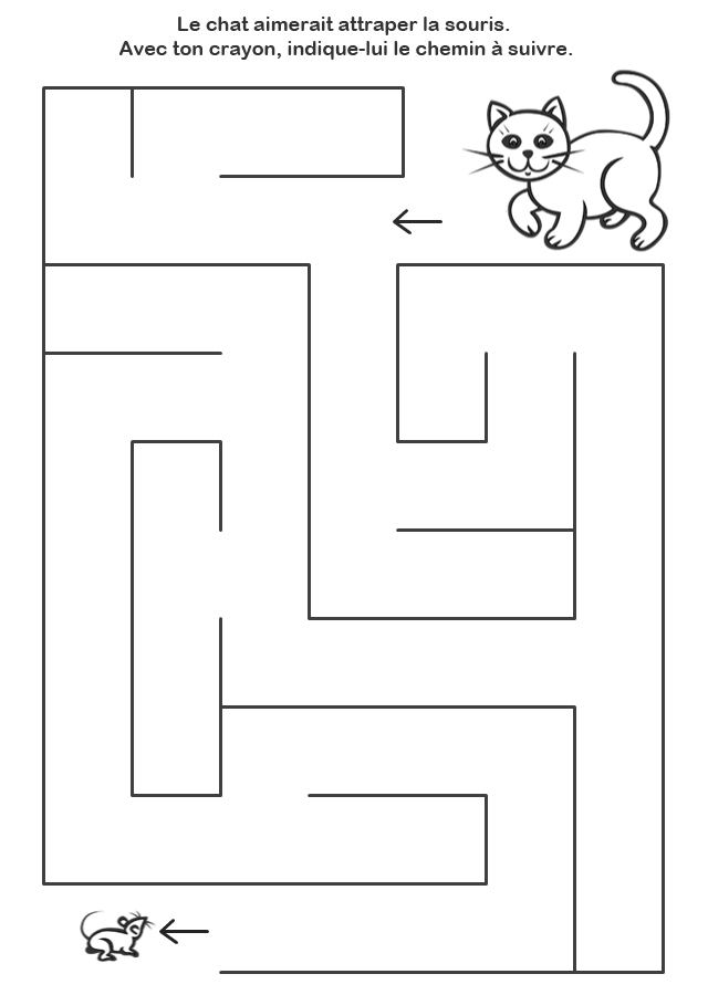 Labyrinthe Le Chat Et La Souris - Turbulus, Jeux Pour Enfants destiné Jeux Labyrinthe A Imprimer 