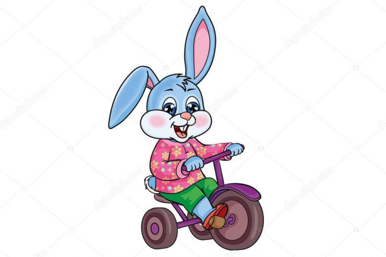 Lapin À Cheval Sur Les Joyeux Lapin Vélo — Image destiné Lapin Dessin Couleur