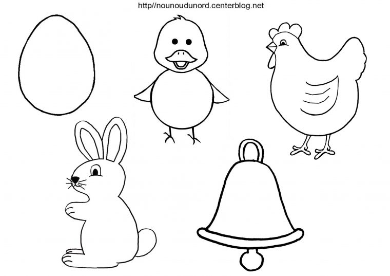 Lapins, Poules, Oeufs, Poussins, Clôches Coloriage destiné Poussin À Colorier