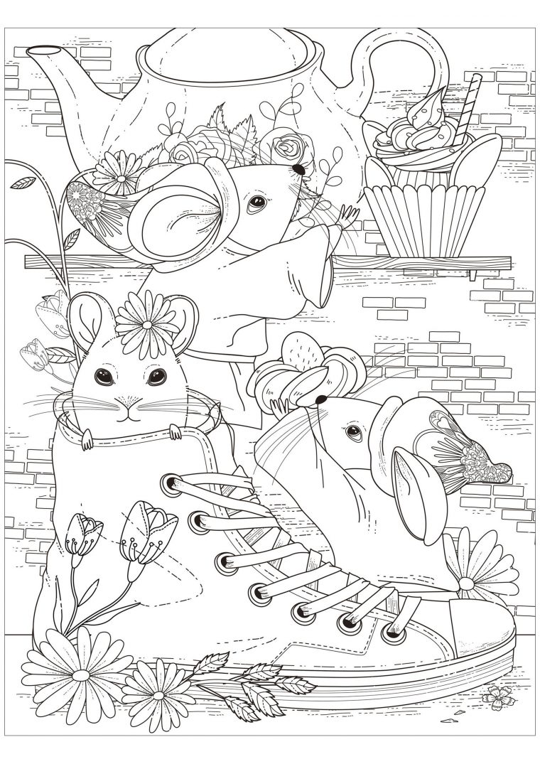 Le Goûter Des Trois Souris – Souris – Coloriages intérieur Coloriage Souris