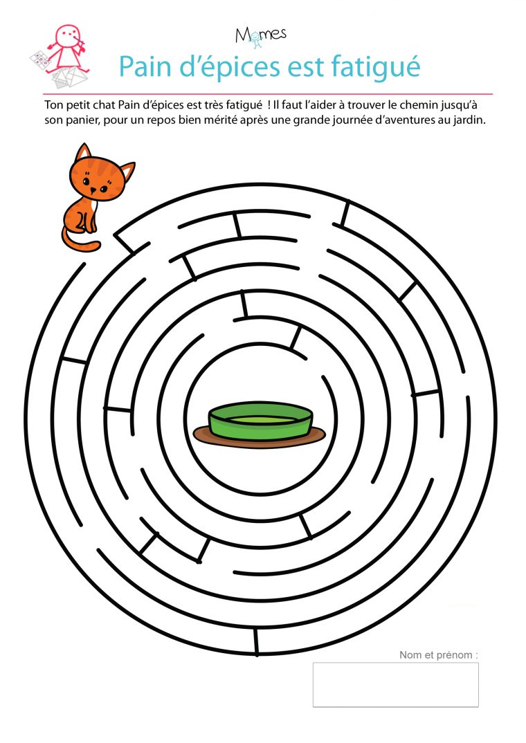 Le Labyrinthe Du Petit Chat Fatigué  Momes concernant Dessin De Labyrinthe