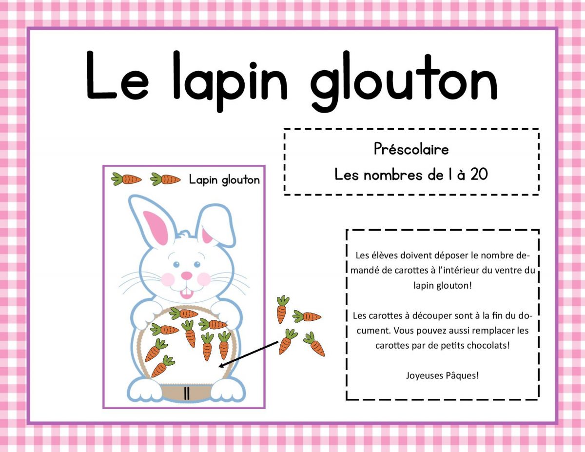 Le Lapin Glouton - Jeu Mathématique Pour Pâques - Rapido intérieur Jeux Mathématiques Gs À Imprimer