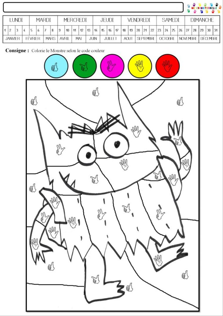 Le Monstre Des Couleurs Va À L'École : Coloriage Magique destiné Coloriage Magique Couleur