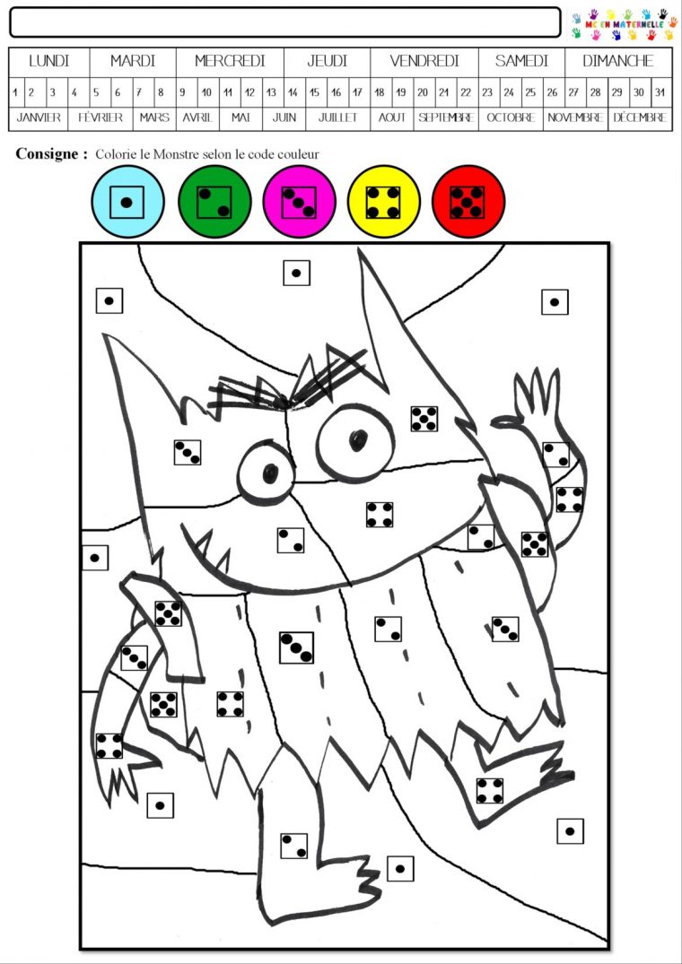 Le Monstre Des Couleurs Va À L'École : Coloriage Magique tout Coloriage Magique Gs Maternelle