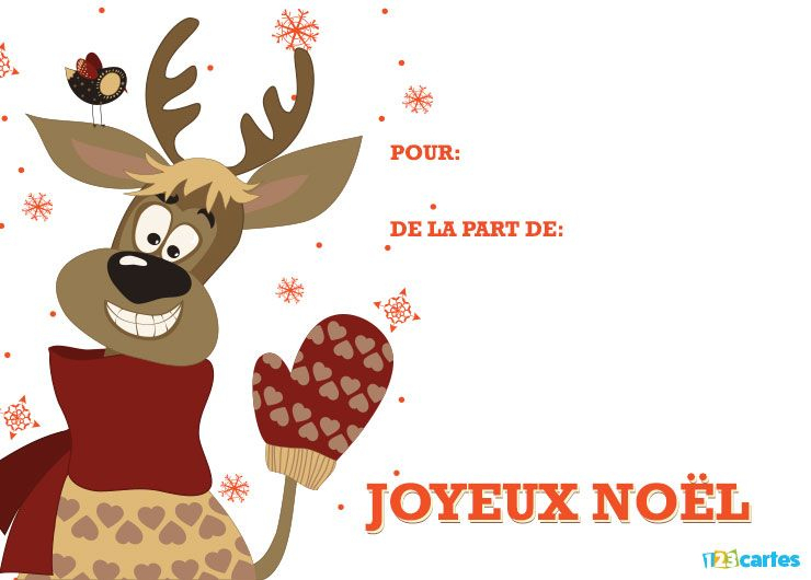 Le Renne Du Père Noël - Carte À Imprimer Joyeux Noël à Image Menu De Noel A Imprimer 