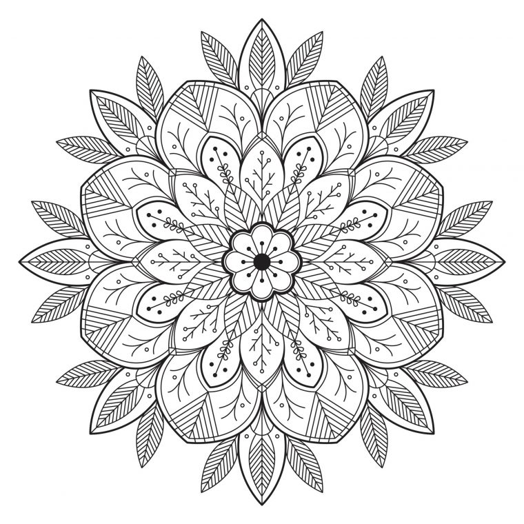 Leave & Flowers – M&Alas Adult Coloring Pages à Coloriage Mandala Printemps