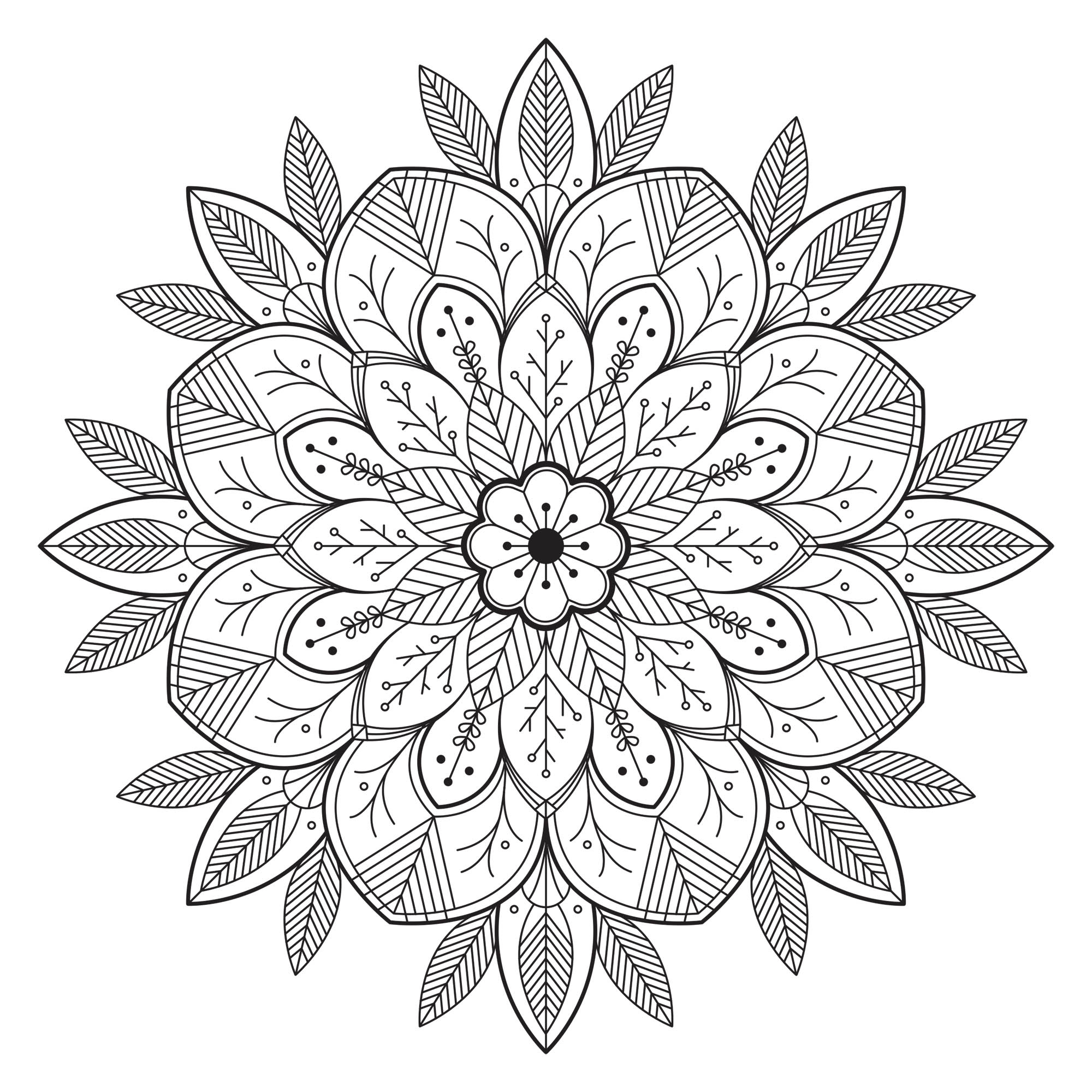 Leave &amp;amp; Flowers - M&amp;amp;Alas Adult Coloring Pages à Coloriage Mandala Printemps 