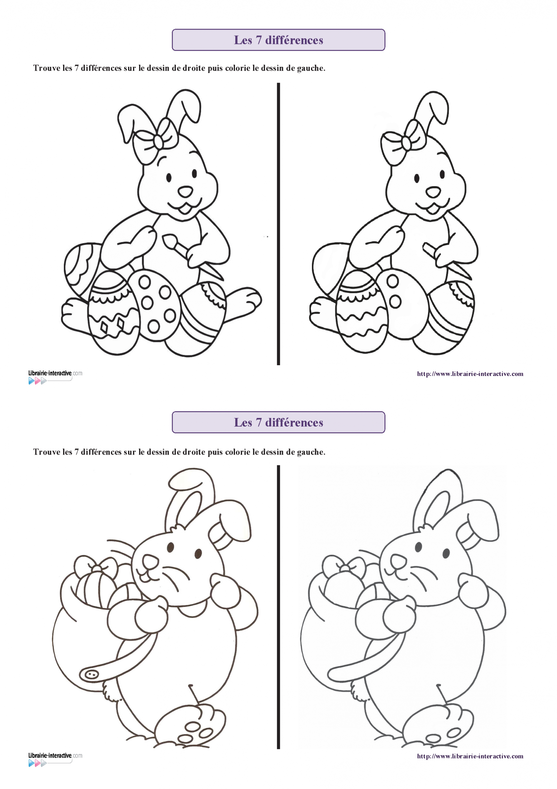 Les 7 Différences De Pâques  Paques, Coloriage Paques intérieur Jeux Des Différences À Imprimer 