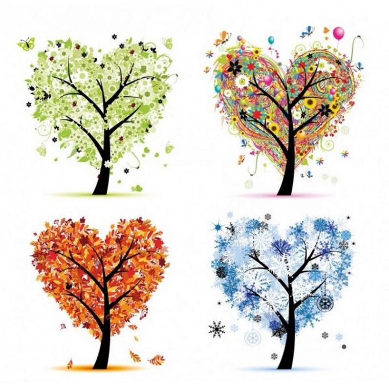 Les Arbres De Vie  Four Seasons Art, Seasons Art, Art dedans Arbre En Hiver Dessin