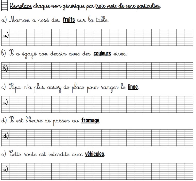 Les Mots Génériques Pour Les Cm1Cm2 – Ecole Paul Bert De à Mots Meles Cm1 Cm2 A Imprimer