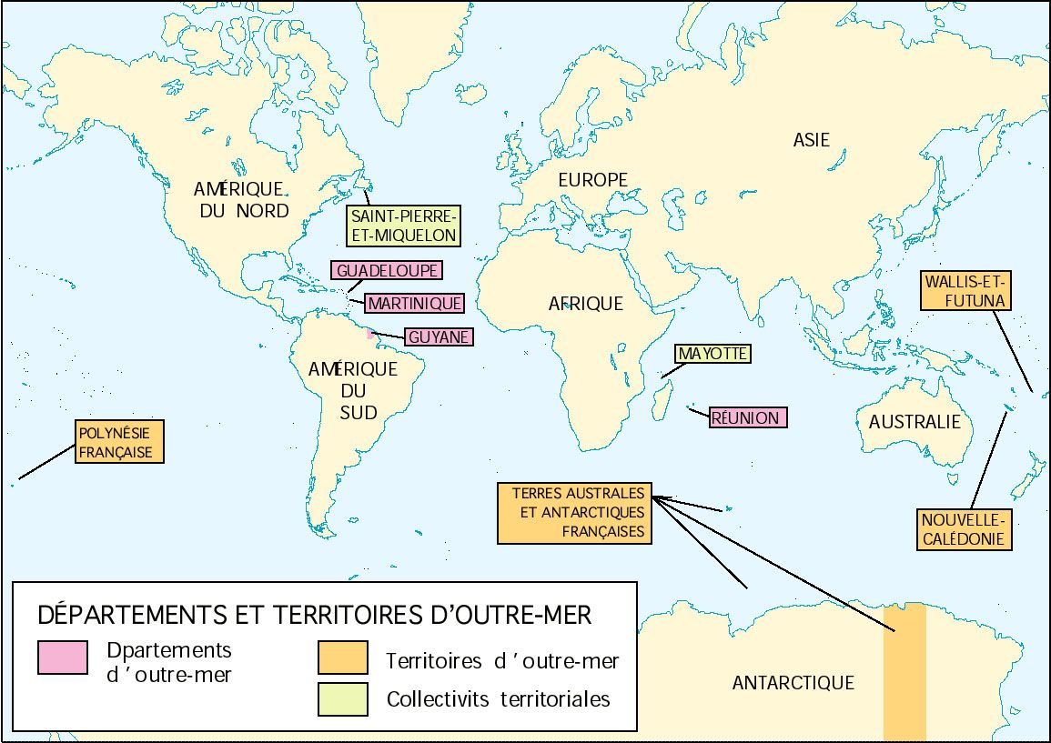 Les Territoires D'Outre-Mer : Administration  Francese à France Carte Gã©Ographique Outre Mer