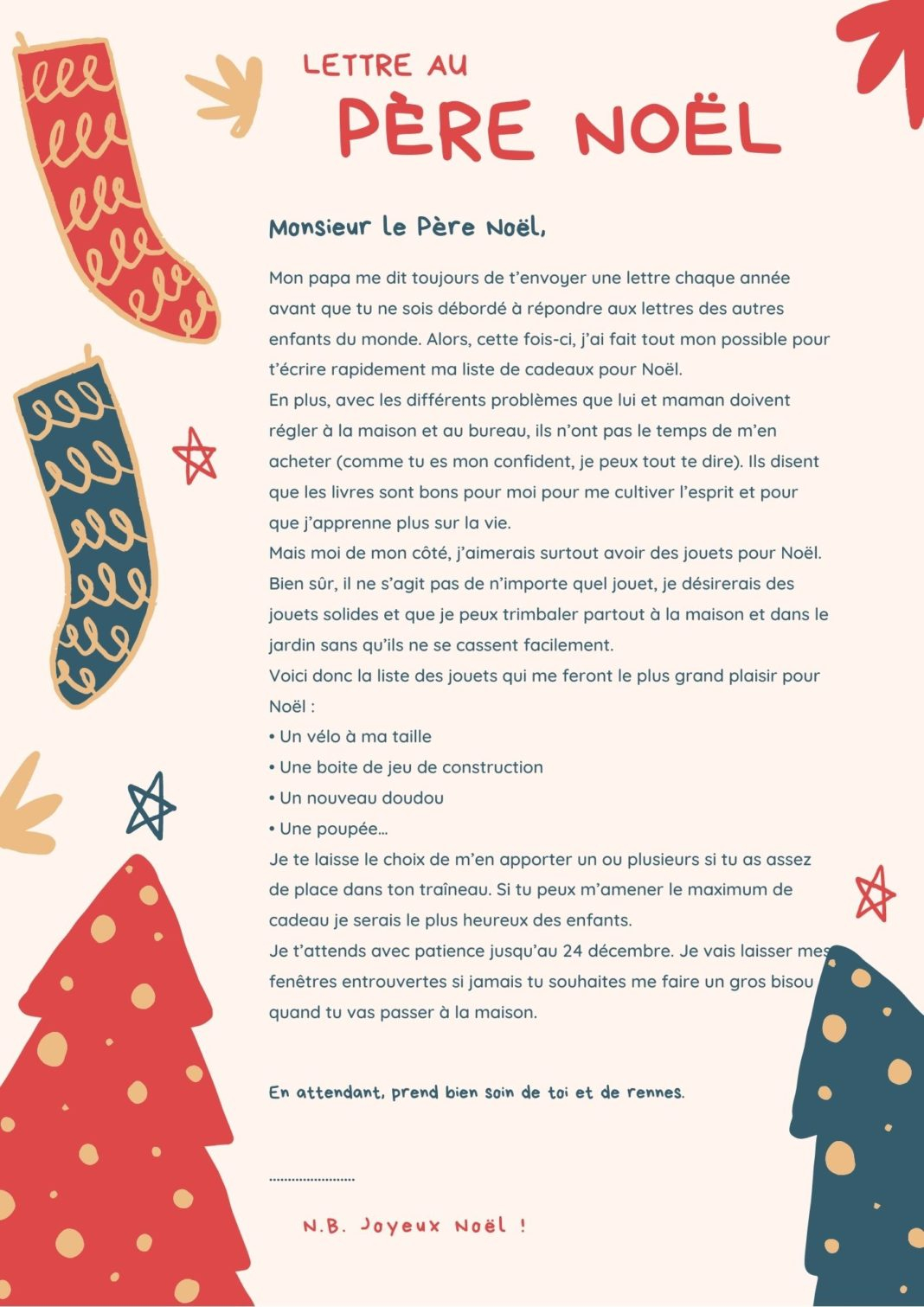 Lettre Au Père Noël : Des Modèles De Lettres Gratuites pour Modele De Pere Noel