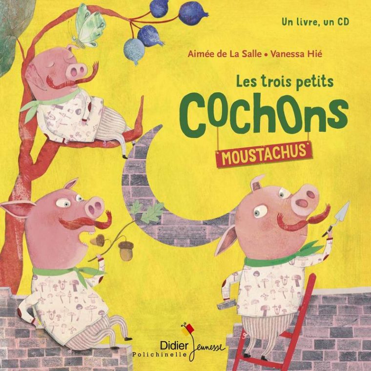 Livre: Les Trois Petits Cochons Moustachus, La Salle dedans Le Loup Et 3 Petit Cochon