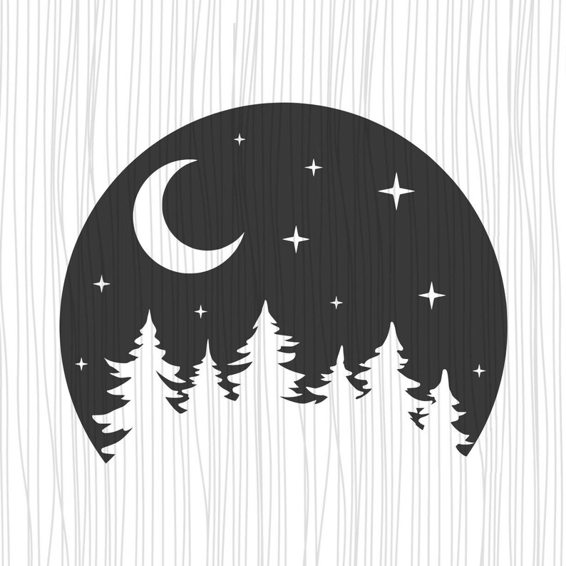 Lune Et Étoiles Svg Fichier Pour Cricutstarry Night  Etsy à Dessin De Lune Et Etoile