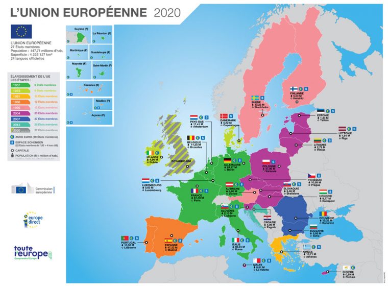 L'Union Européenne 2020  Strasbourg Europe tout Union Europã©Enne Carte