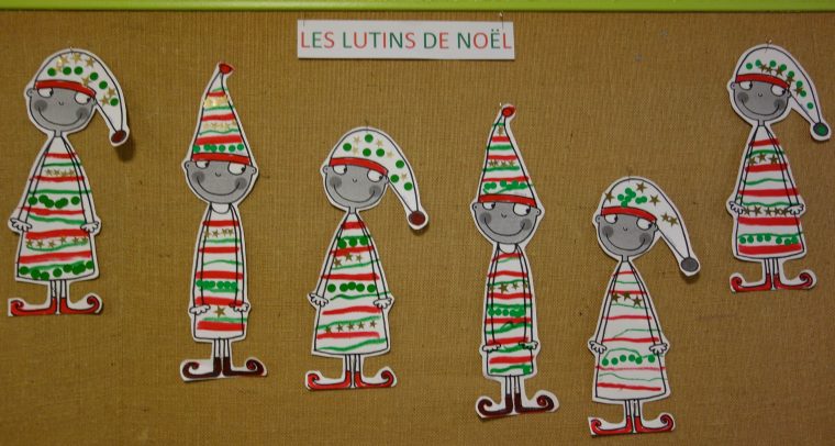 Lutins De Noël, Graphisme Décoratif, Lignes Horizontales avec Décoration De Noel Maternelle