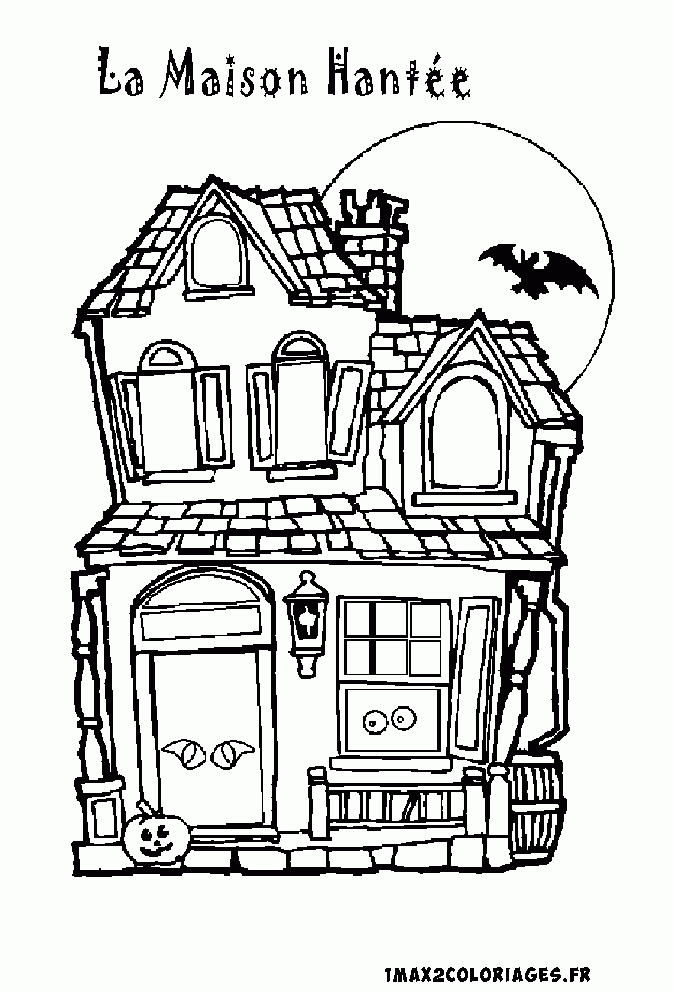 Maison-Hantee.gif 673 × 992 Pixels  Halloween Coloring intérieur Coloriage Maison