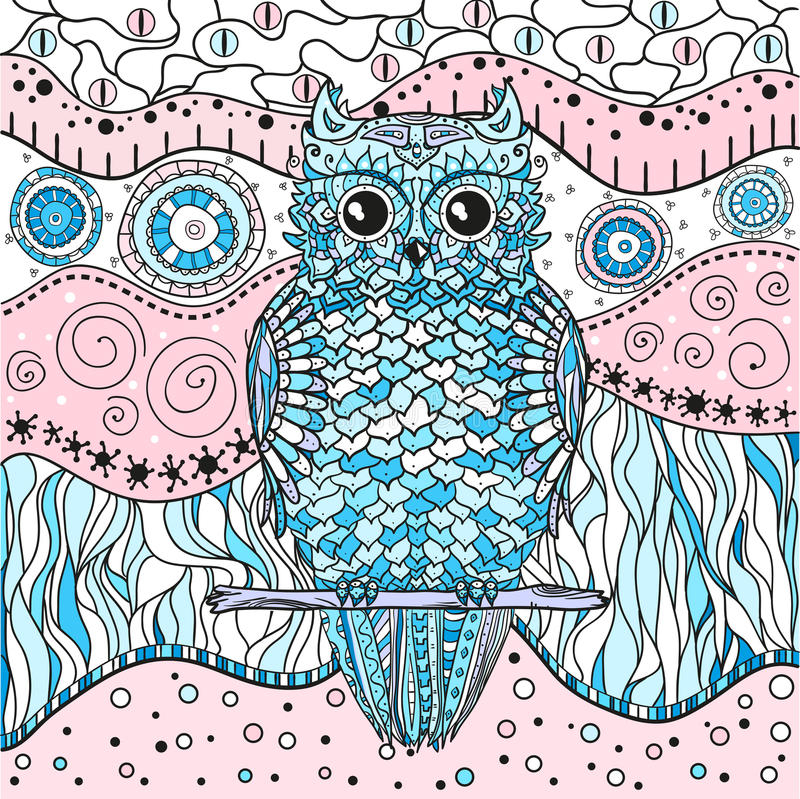 Mandala Avec Le Hibou Illustration De Vecteur encequiconcerne Mandala Hibou 