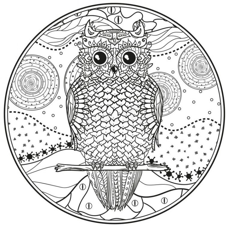 Mandala Avec Le Hibou Zentangle De Conception Illustration avec Mandala Hibou