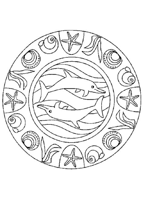 Mandala Dauphin Escargot, À Colorier  Coloriage Mandala tout Mandala Dauphin 