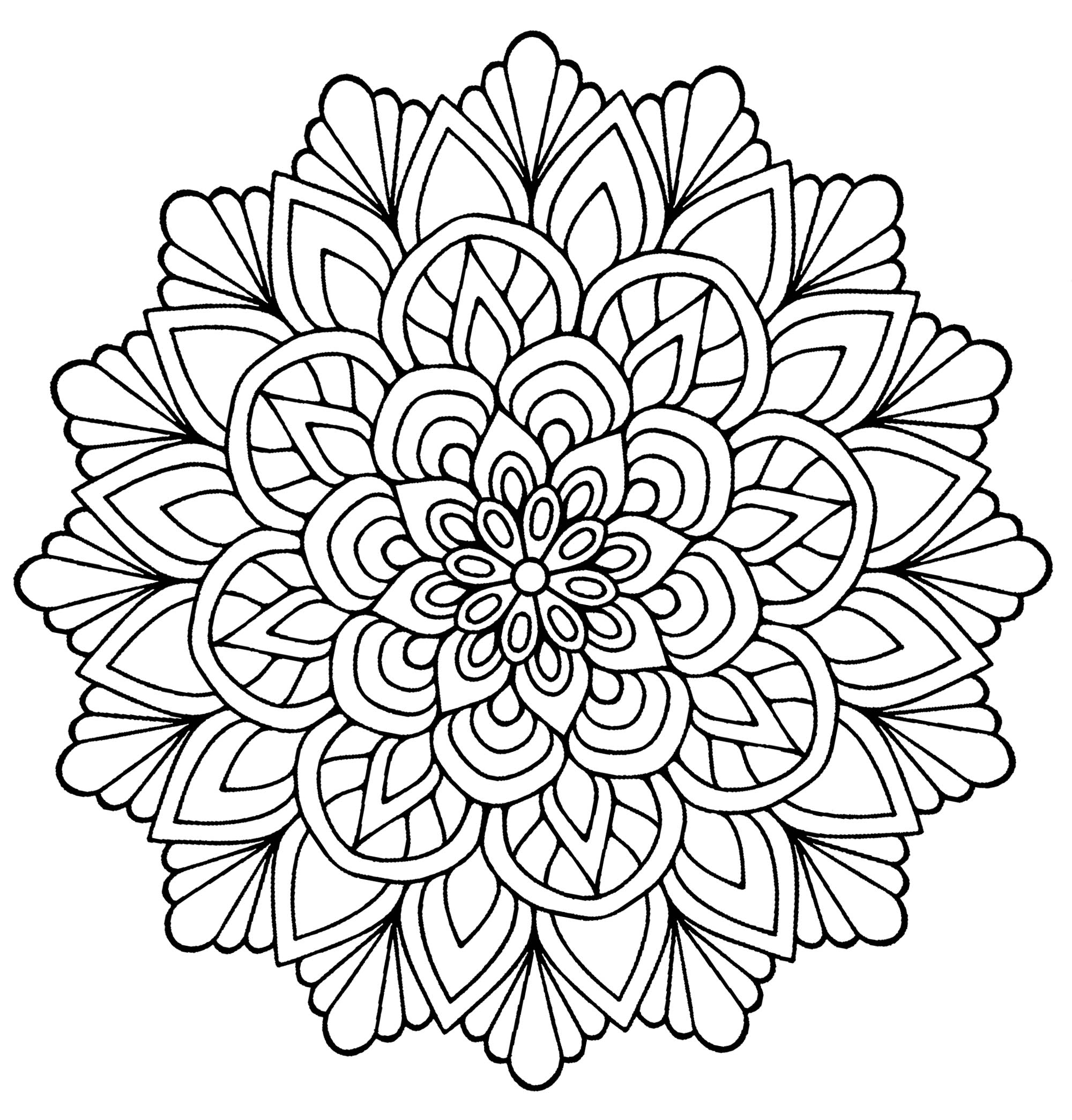 Mandala Fleur Avec Feuilles - Coloriage Mandalas dedans Fleur À Colorier 