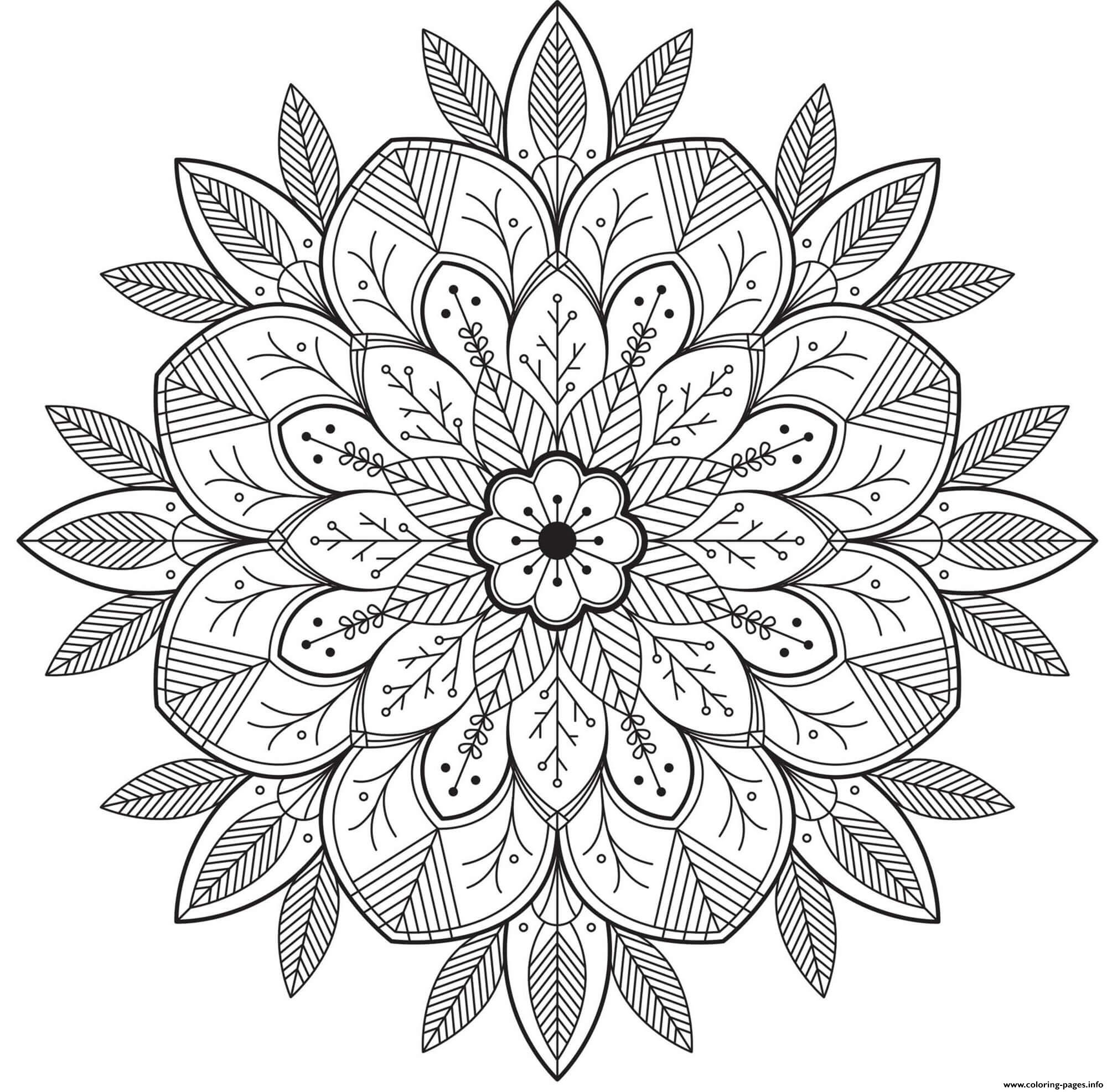 Mandala Flowers For Adult Coloring Pages Printable serapportantà Coloriage De Mandala 