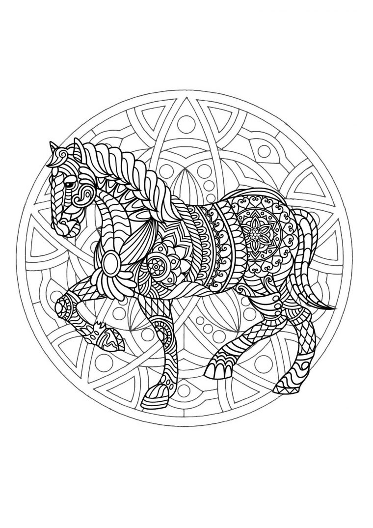 Mandala Gratuit Cheval – Coloriage Mandalas – Coloriages pour Dessin Mandala À Imprimer