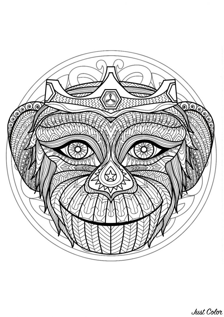 Mandala Gratuit Tete Singe – Coloriage Mandalas encequiconcerne Mandala De Foot A Imprimer