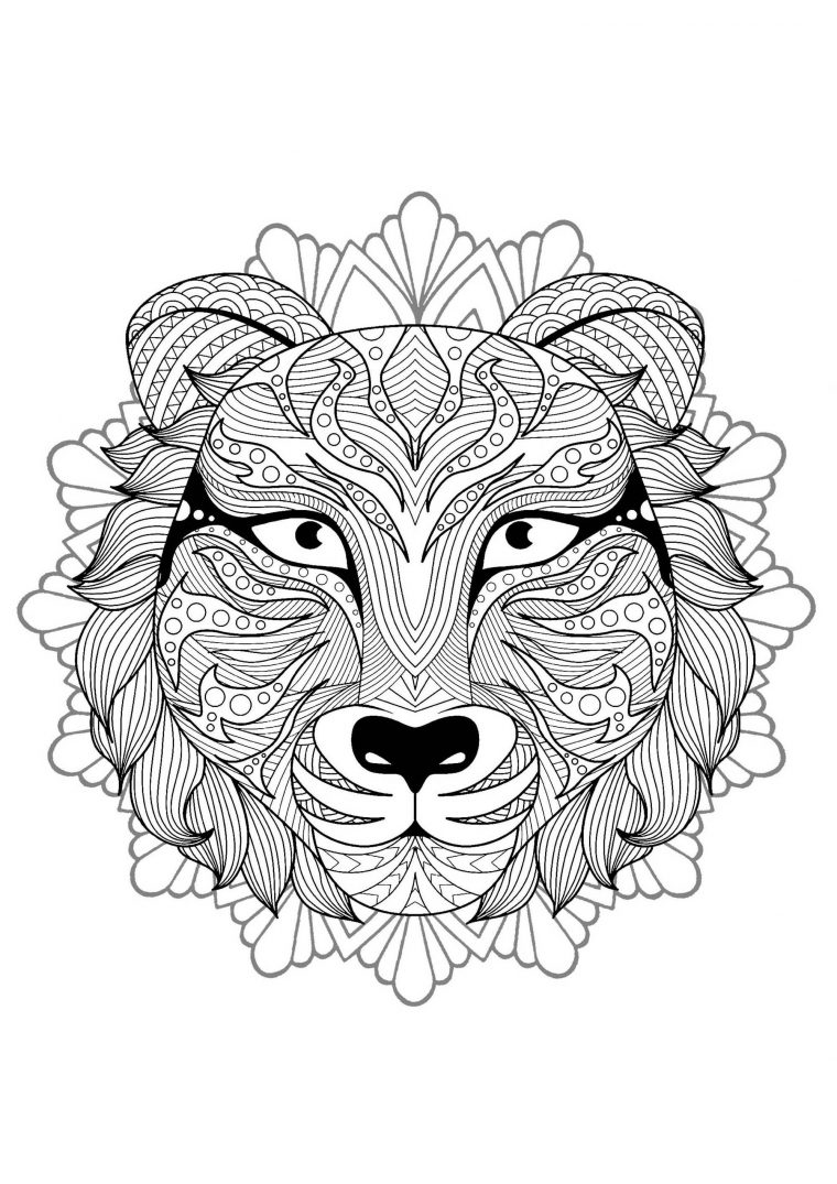 Mandala Gratuit Tete Tigre 2 – Coloriage Mandalas concernant Mandala De Foot A Imprimer