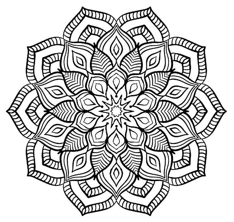 Mandala Grosse Fleur – Mandalas – Coloriages Difficiles serapportantà Mandala Facile A Dessiner