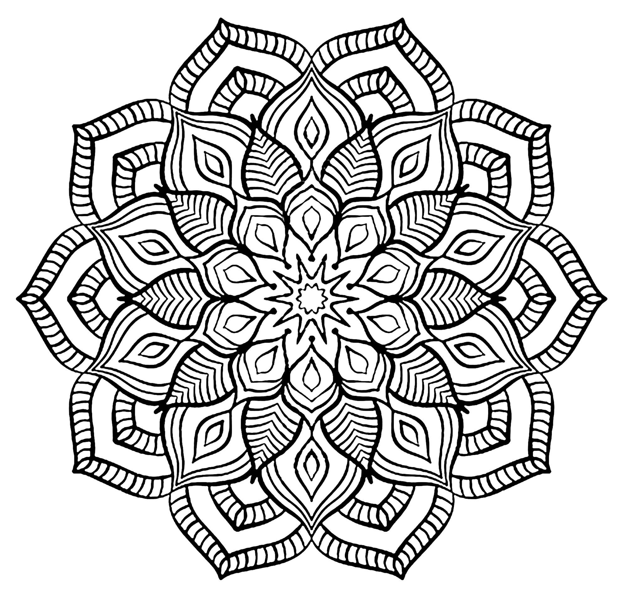 Mandala Grosse Fleur - Mandalas - Coloriages Difficiles serapportantà Mandala Facile A Dessiner 