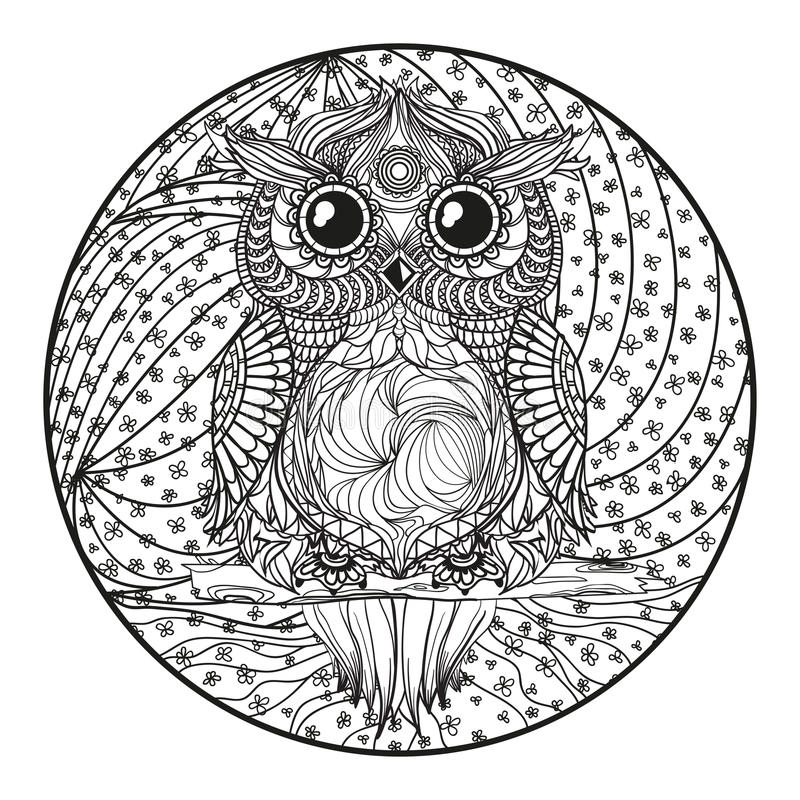 Mandala Hibou Zentangle Illustration De Vecteur encequiconcerne Mandala Hibou 