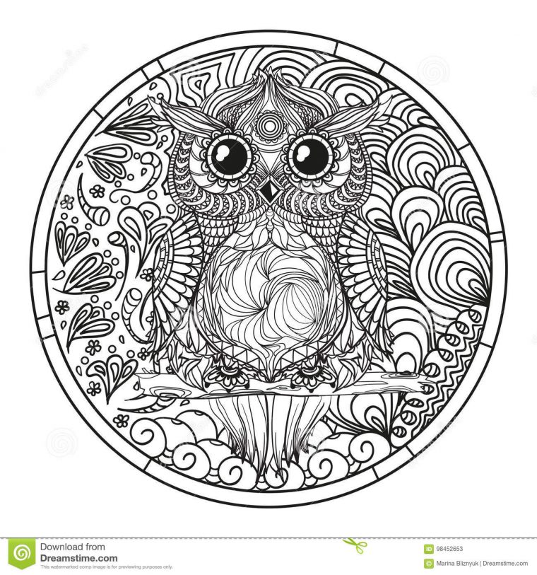 Mandala Hibou Zentangle Illustration De Vecteur pour Mandala Hibou