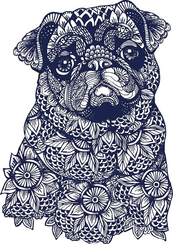 Mandala Of Pug By Huebucket:  Pug Art Print, Pug Art, Pug pour Mandala Chien 