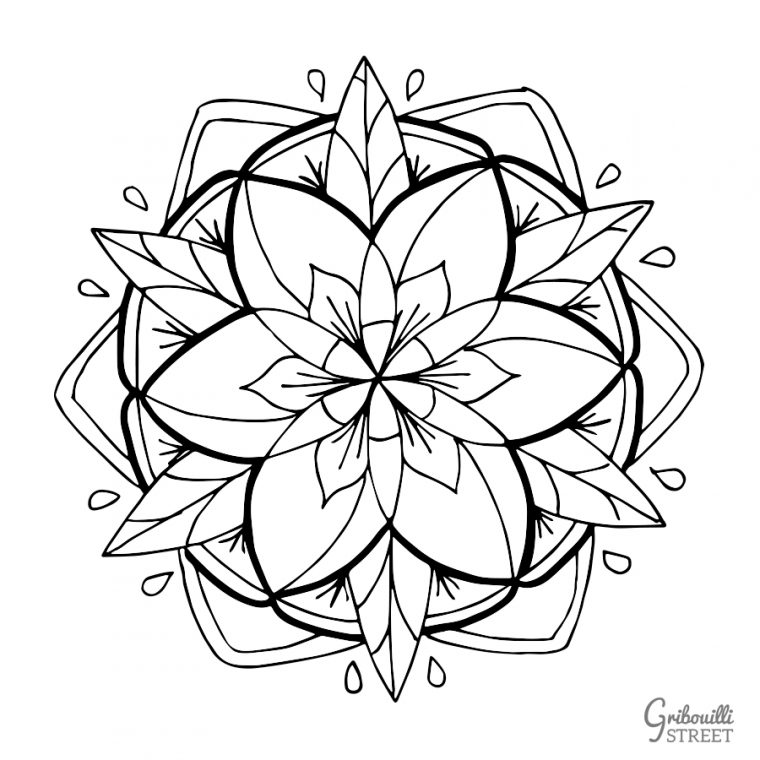 Mandala Printemps  Floral Poster, Geometric Tattoo, Mandala pour Coloriages Mandalas Fleurs