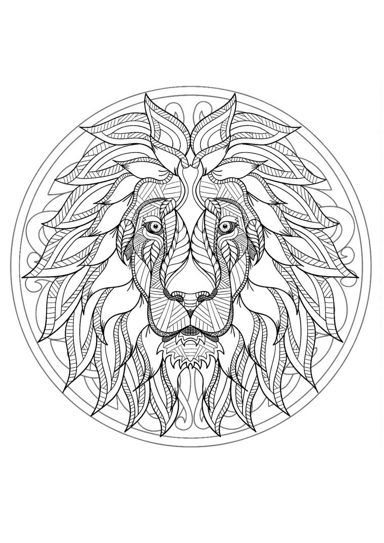 Mandala Tete Lion 1 – Mandalas – Coloriages Difficiles avec Lion À Imprimer